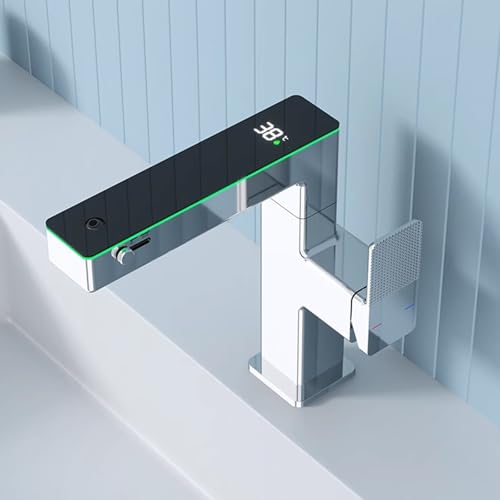 Robinet évier salle de bain LED hydroélectrique mitigeur design à 3 modes de pulvérisation d'eau