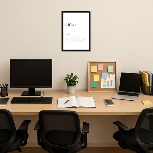 Image of ArtAction Effort Wall Frame Poster | Office Word Art Motivation for Study Room & Workspace | A4 Size | Framed Motivational Typography Poster | Gift for Students & Office Walls