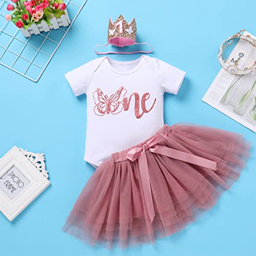 IBTOM CASTLE Baby Girl 1st Birthday Cake Smash Outfit Sequin Butterfly Romper Princess Tutu Dress Headband Photoshoot Clothes3