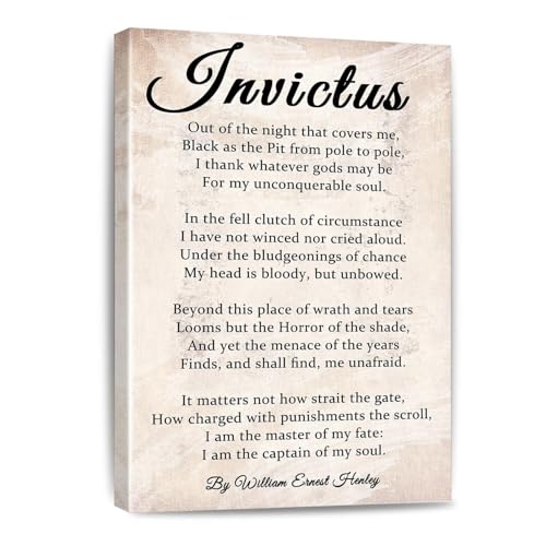 Motivational Wall-Art Invictus Poem Inspirational Quote Poster Print for Office Decor Home Living Room Bedroom Library Study(Fra