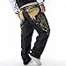 Ruiatoo Baggy Jeans for Men Fashion Hip Hop Loose Fit Jeans with Fashion Embroidery Print 36