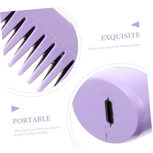 Peine alisador de cabello calentado por USB recargable inalámbrico para viaje, cepillo portátil con masajeador de cuero cabelludo para alisar suavemente y fácil peinado en cualquier momento miniatura 3