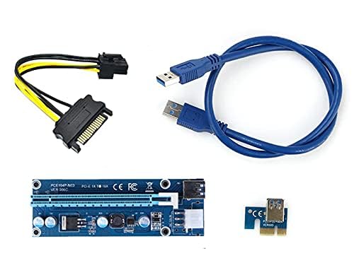 PCIe 1x to 16x Riser Card with USB 3.0 Cable and SATA Power | 60cm USB Cable, Solid-State Capacitors, Blue Board, 130mm x 50mm Board, GPU Compatible-image-7