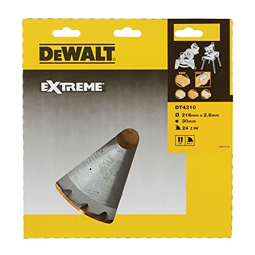 DeWalt Stationärkreissägeblatt / Kreissägeblatt Extreme (216/30mm 24WZ, schnelle Schnitte), DT4310