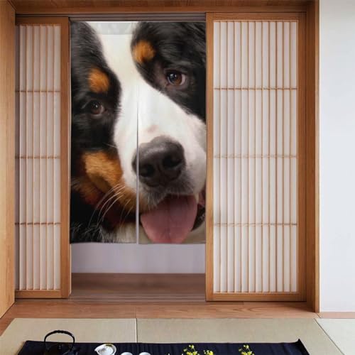 バーニーズマウンテンドッグ 犬柄 のれん 目隠し 暖簾 部屋間仕切り 廊下 隙間風遮断 防寒カーテン 入り口 ドア 寝室 年中使用 簡単取り付け 幅86cm×丈143cm アニメ キャラクター