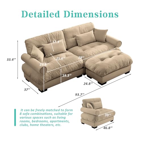Image of SoarFlash L Shaped Couches for Living Room, Small Sectional Sofa Set with Reversible Chaise, Modern Designed Sleeper Sofas and Modular Couch Function, Suitable for Small Spaces in Apartment, Brown