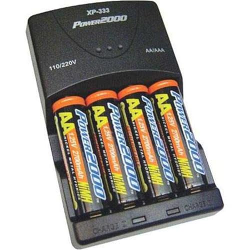 Vidpro Power2000 XP-333 Rapid AA AAA Battery Charger Set with 4 2900mah AA NiMH Batteries