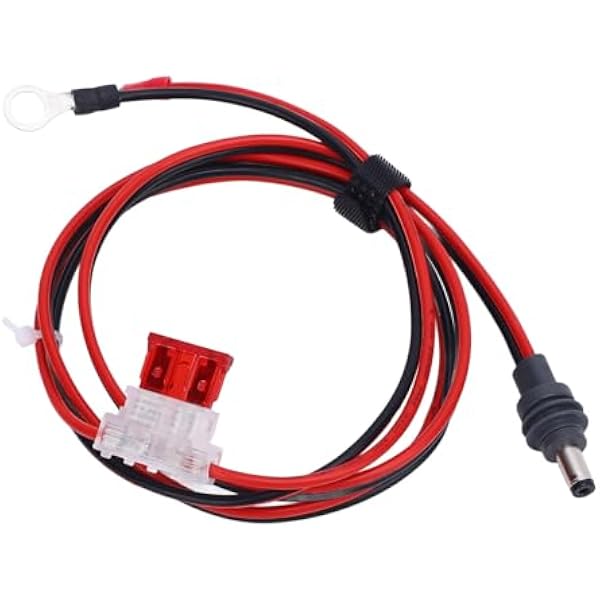 Kabel do ładowania DC z Pierścieniem, Gumowy Miedziany Przewód Zasilający z Bezpiecznikiem do Anteny Talerzowej, Bezpieczne i łatwe Połączenie dla łodzi RV Poza siecią (wujek ze strony ojca)