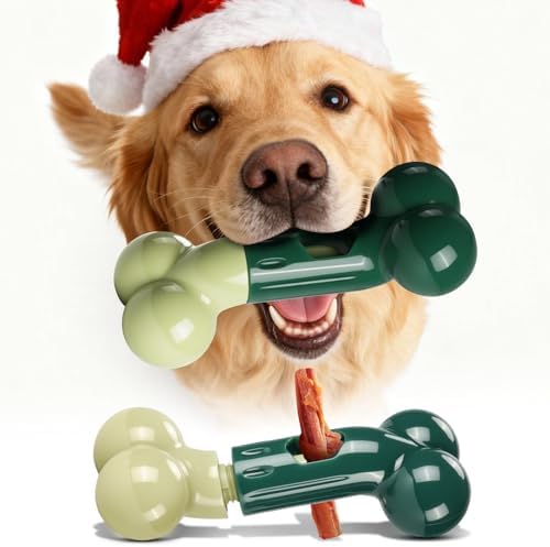Apasiri Bully Stick Holder for Aggressive Chewers: Indestructible Dog Toy Prevents Choking No More Swallowed Ends, Bacon Flavored Nylon Tough Chew Toy to Keep Them Busy Medium/Large Dogs, Green