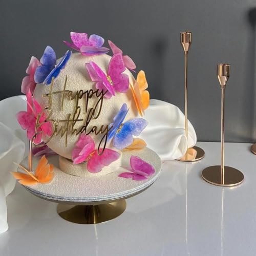 Capiant J400 10 Pack Happy Birthday Cake Toppers, Side Mirror Acrylic Cake Toppers, Gold Acrylic Birthday Cupcake Toppers, Diy Cake Decor Cake Tools Birthday Party Supplies thumb #6
