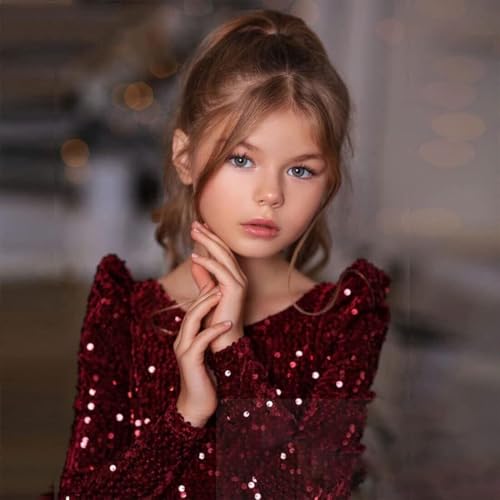 Velvet Sequin Flower Girl Dress Puffy Layers Birthday Party Dress Knee Length Princess Birthday Party for Girls FAY214