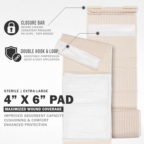 EVERLIT Mini 4 x 6 Inch Emergency Bandage Compression Trauma Pressure Wound Dressing Sterile Vacuum-Sealed for Bleeding Control, Gun Shot, Medical Kit, First Aid IFAK (10) - Image 2