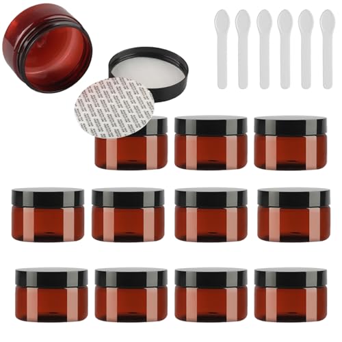 TIANZD 12 Stück Kleine 100 ml Braun Kunststoff Leere Cremedose Dose mit...