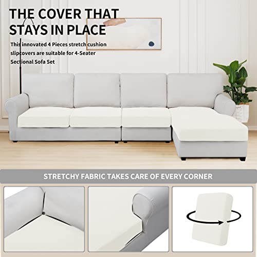Image of Easy-Going Stretch 4 Pieces Couch Cushion Covers for Sectional Sofa L Shape