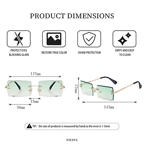Image of Stylish Small Rectangle Sunglasses Women Men Tinted Frameless Eyewear Ultralight Candy Color Ocean Sun Glasses Shades NP1034