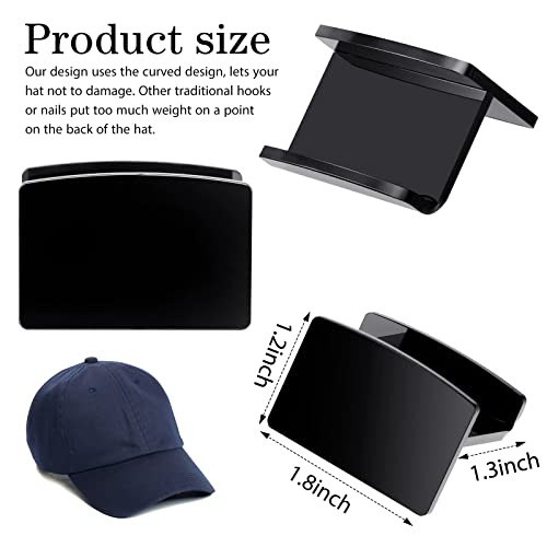Maitys 12 Pieces Adhesive Hat Hooks For Wall Minimalist Hat Rack Hat Holder Organizer No Drilling Hat Holder Strong Hold Hat Hangers For Door, Closet, Office, Bedroom (Black) #TOP1