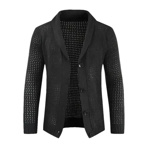 Winter Men's Large Size Button Cardigan Sweater Solid Color Lapel Single Breasted Sweater