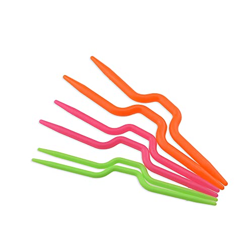 HAHIYO Knitting Cable Needles Set Sturdy Plastic Mixed Color Safety Pin Cable Knitting Bent Weaving Needle Hooks 6 Pieces for Sweaters Socks Yarn Sewing Crochet Embroidery
