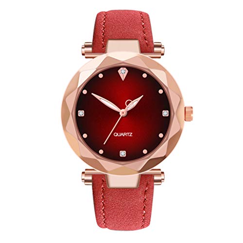 Preisvergleich Produktbild Damen Armbanduhren Elegant Quarzuhr, Casual Uhren Quarzuhr Edelstahl Zifferblatt Armbanduhr Evansamp(Rot)