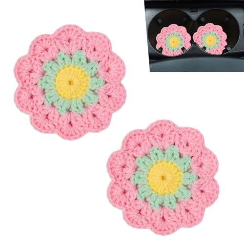 2 PCS Portavasos de Auto Estilo Bohemio en Algodón Rosa miniatura 1