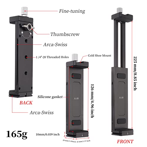 FOTGA Soporte para Tablet de Aluminio, Adaptador Universal de Metal con Zapata fría, Rosca de Tornillo de 1/4 Pulgadas y riel de trípode Acra Swiss para iPad Pro/Mini/Air - imagen 3