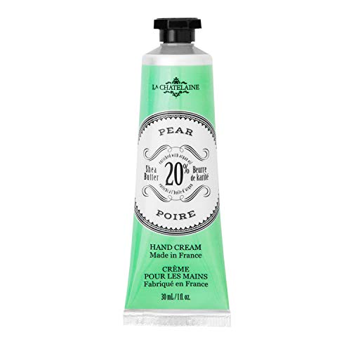 La Chatelaine 20% Shea Butter Hand Cream Travel Size 1 fl oz with Organic Argan Oil Moisturizing Nourishing Repairing Non-Greasy Formula Made in France Paraben Free - Pear