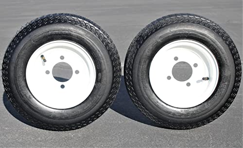 Antego Tire and Wheel (Set of 2) 4.80-8 Tire and Wheel Assemblies, White 4 Lug Trailer Tires and Wheels, 6 Ply, Load Range C - Thumbnail 2