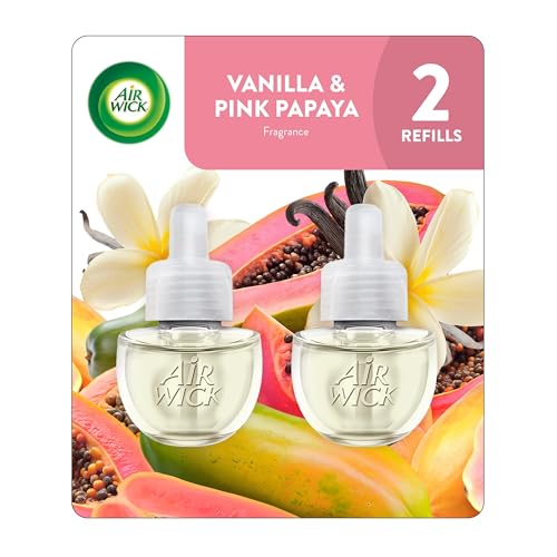 Image of Air Wick Plug in Scented Oil Refill, 2 ct, Vanilla and Pink Papaya, Air Freshener, Essential Oils