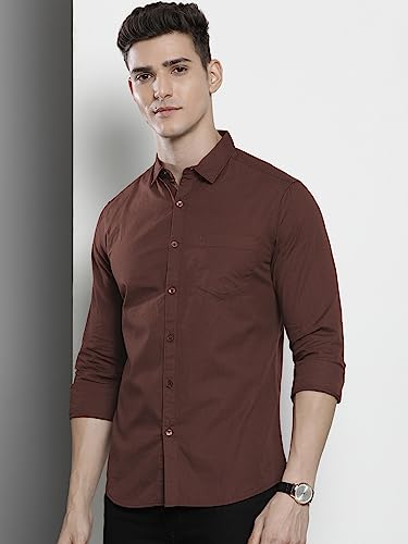 Image of The Indian Garage Co Men Slim Fit Solid Full Sleeves Cutaway Collar Casual Shirt