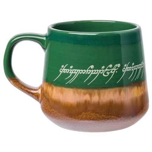 Image of Silver Buffalo Lord of The Rings Elven Text High Gloss Reactive Glaze Tapered Pottery Mug,18 Ounces,(Pack of 12)