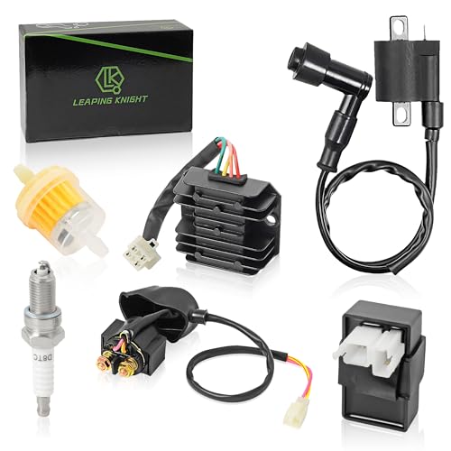 Ignition Coil Kit with 6 Pin AC CDI Box Voltage Regulator Rectifier Solenoid Relay & Spark Plug for CG150cc 200cc 250cc Engine Chinese ATV 4 Wheeler Quad High Performance Parts of 6