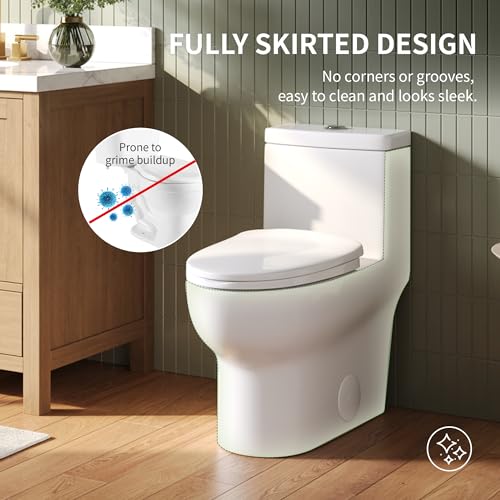 Image of DeerValley Elongated One Piece Toilet with Efficient Dual Flush 1.1 /1.6 GPF