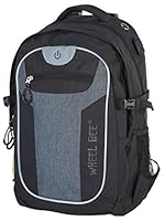 Wheel-Bee Rucksack Revolution, Design: Black-Grey, mit integriertem LED Licht (grün) und Reflektorstreifen für Sicherheit und Sichtbarkeit, 30 Liter Volumen, viele Fächer, 950050