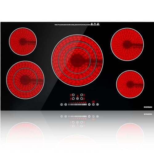 ECOTOUCH 9600W 36 Inch Electric Cooktop 5 Burners,Builtin,ETL & FCC