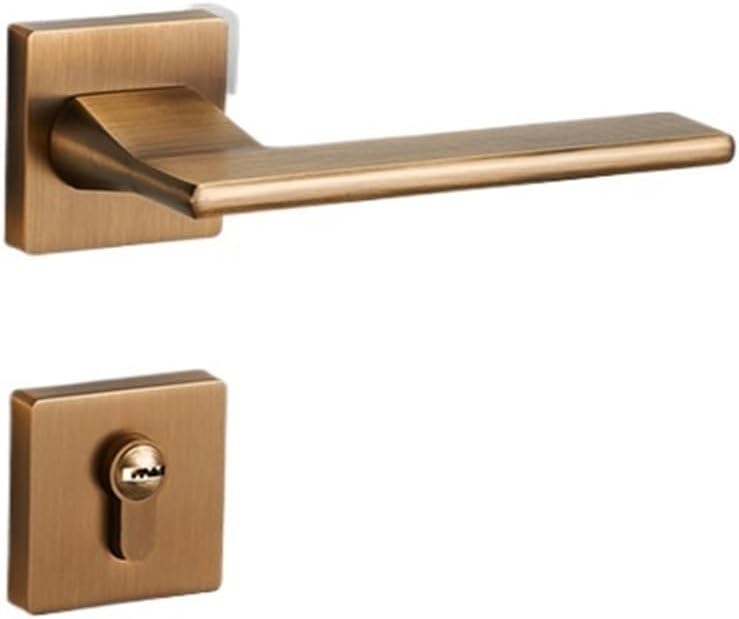 Simple Indoor Door Lock Bedroom Silent Room Door Lock Modern Split Lock Door Handle Gray Black Magnetic Door Lock(D Huanggu Magnetic 35 50mm)