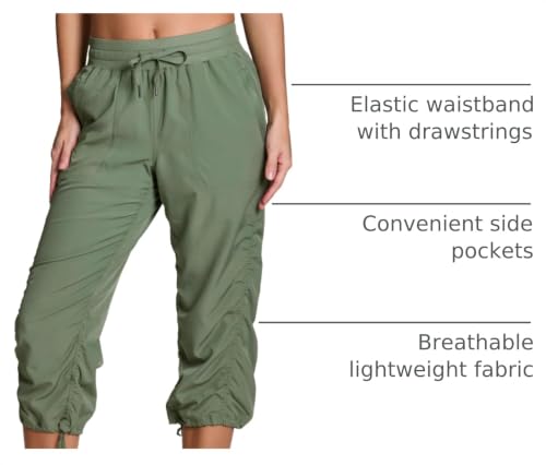 Image of RBX Active Capri Pants for Women Joggers Stretch Lightweight Women's Casual Pant Capri with Drawstring