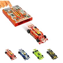 FLAT 2 FAST Original Speed Card Racer Flat Car Racer and Pocket Size Racecar Launcher with Real Rubber Tires for High-Speed Racing Transforming Toy Car for Boys Load, Launch, Race! Racing Red