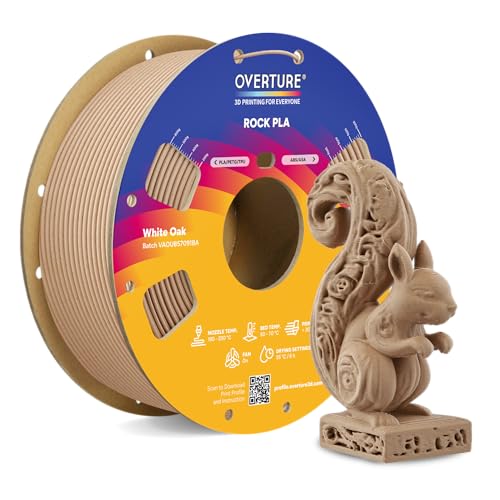 Image of OVERTURE Rock PLA Filament 1.75mm, Marble PLA 3D Printer Filament 1kg Spool (2.2lbs), Dimensional Accuracy + /- 0.02 mm, Fit Most FDM Printer (White Oak)