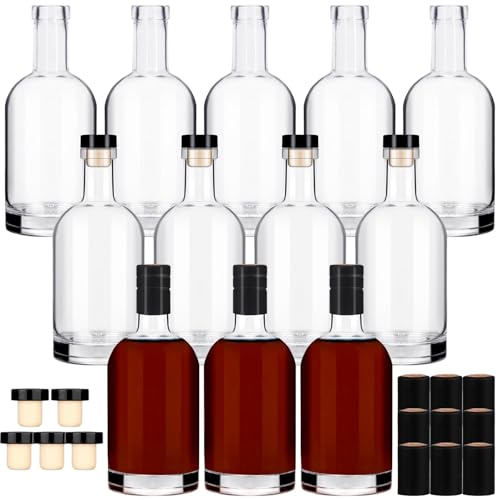 Liengoron Wine Bottle 12PCS 375 ML Glass Bottles with Lids