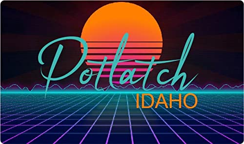 Potlatch Idaho 2 X 1.25-Inch Vinyl Decal Stiker Retro Neon Design