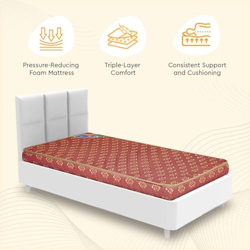 Image of Godrej Interio Mattress Vurv Single Bed Foam Mattress (75x36x4) for Living Room, 1-Year Warranty, PU Foam