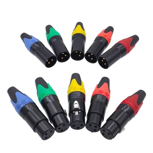 Conector XLR audio de 3 pines macho hembra color negro para cable altavoz microfono pack 5 2