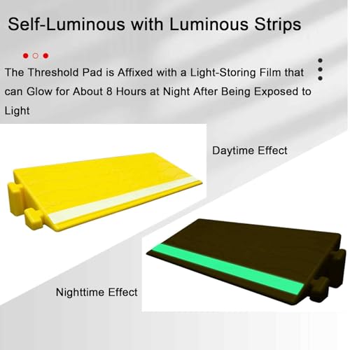 Rampas de umbral para puertas, rampa de plástico para silla de ruedas, tiras reflectantes ligeras y portátiles, se pueden cortar a voluntad, patrón antideslizante para acera, silla de ruedas y