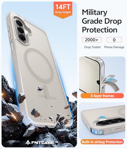 Image of FNTCASE for Galaxy A17 /A16 5G Phone Case: for Samsung A17 Cases [Compatible with Magsafe] [Screen Protector] Matte Translucent Military Grade Protection for Samsung A 17 & A 16 4G Cover - Off White