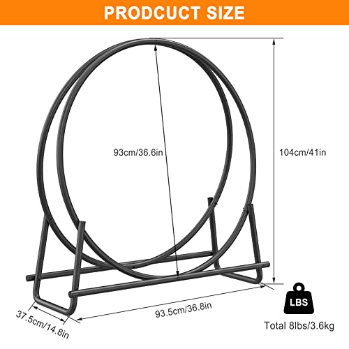 Mr Ironstone 41 Inch Firewood Rack, Firewood Log Hoop For Indoor Fireplace Wood Storage Ring, Round Tubular Steel For Patio Deck Metal Log Holder Outdoor Fireplace Pit Patio Deck Porch Lumber Stacker #TOP5