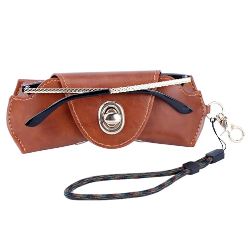 Image of Leather Sunglasses Pouch with Holster Clip, Portable Eyeglass Organizer Pouch Bags for Travel Hanging Backpack