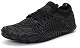 WHITIN Herren Damen Barfussschuhe Barfußschuhe Traillaufschuhe Barfuss Barfuß Schuhe Minimalistische 5 Five Finger Fivefinger Zehenschuhe Männer Joggingschuhe Sportschuhe Barefoot Schwarz 42 EU
