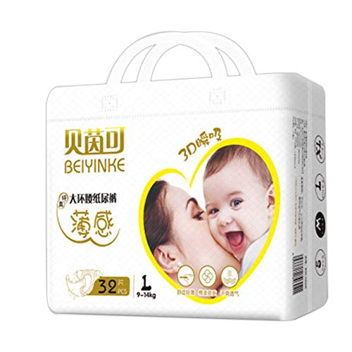 BlackEdragon Baby Diapers Whole Core Structure 2 Times Elastic Encircling Waistline Gentle Fit Super Absorbent Soft And Light 1 Bag