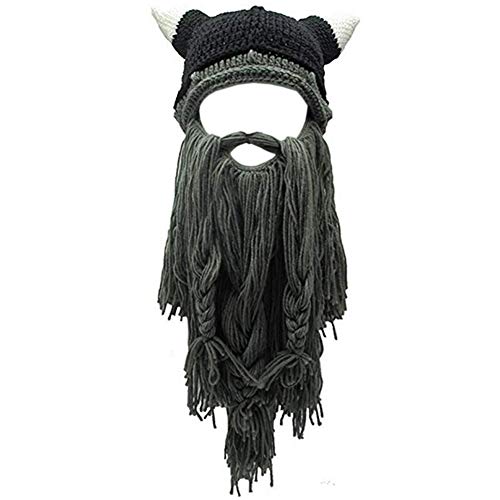 Creative Original Barbarian Knit Hair Beard Hat and Roman Knight Helmet Visor Cosplay