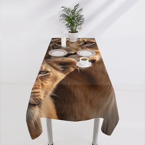 Nappe rectangulaire lion d'Afrique 140 cm imperméable et antitache pour table de cuisine - 5